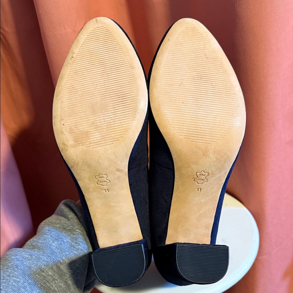 NWOT Lands' End Midnight Sapphire Velvet Block Heel Mary Janes Size 11 - Picture 11 of 11